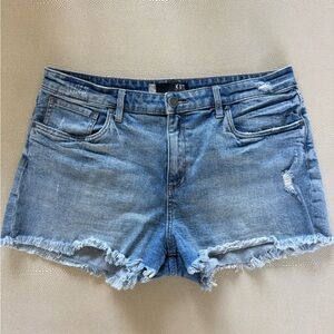 Kut from the Kloth Jane High Rise Light Blue Frayed Jean Shorts
